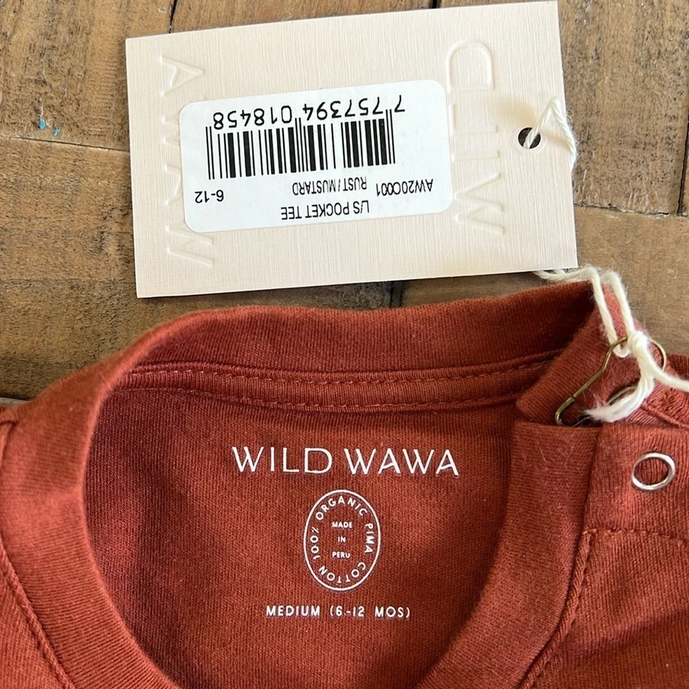 Wild Wawa rust long sleeve pocket tee nwt